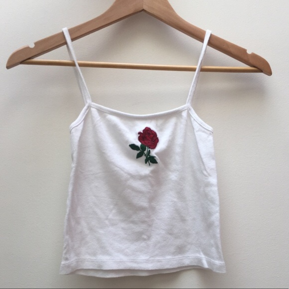 Vintage embroidered rose Brandy top